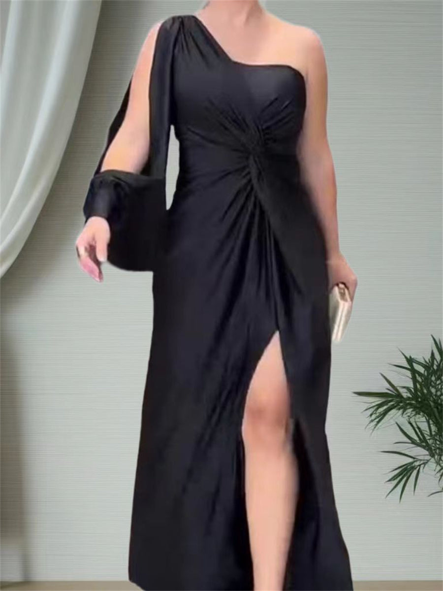 Robe de Soirée Maxi pour Femme avec fente latérale une épaule