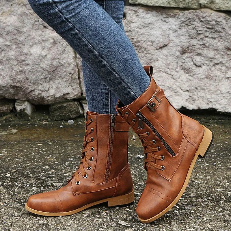 Bottes orthopédiques à bout rond et fermeture éclair latérale pour femmes