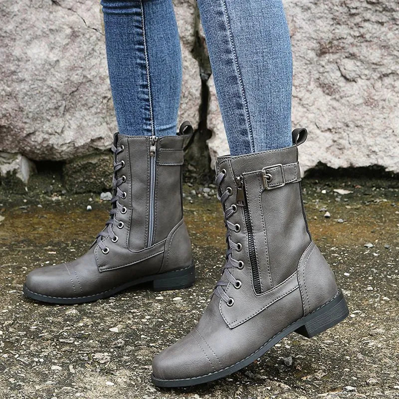 Bottes orthopédiques à bout rond et fermeture éclair latérale pour femmes