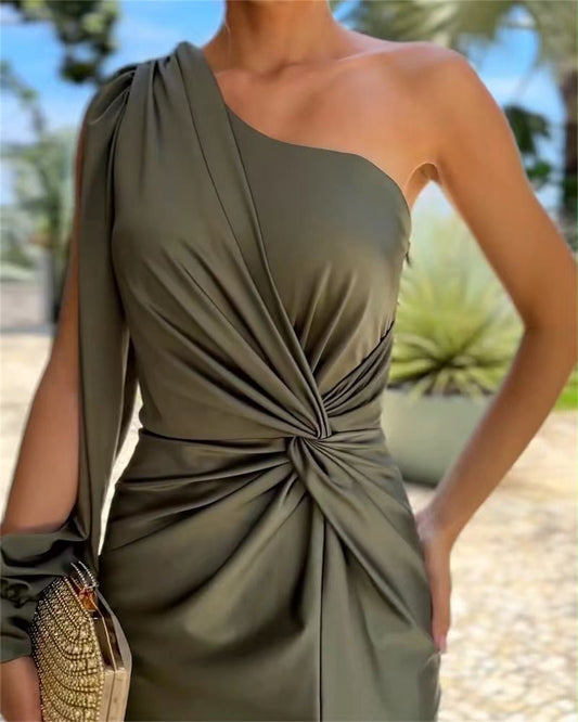 Robe de Soirée Maxi pour Femme avec fente latérale une épaule